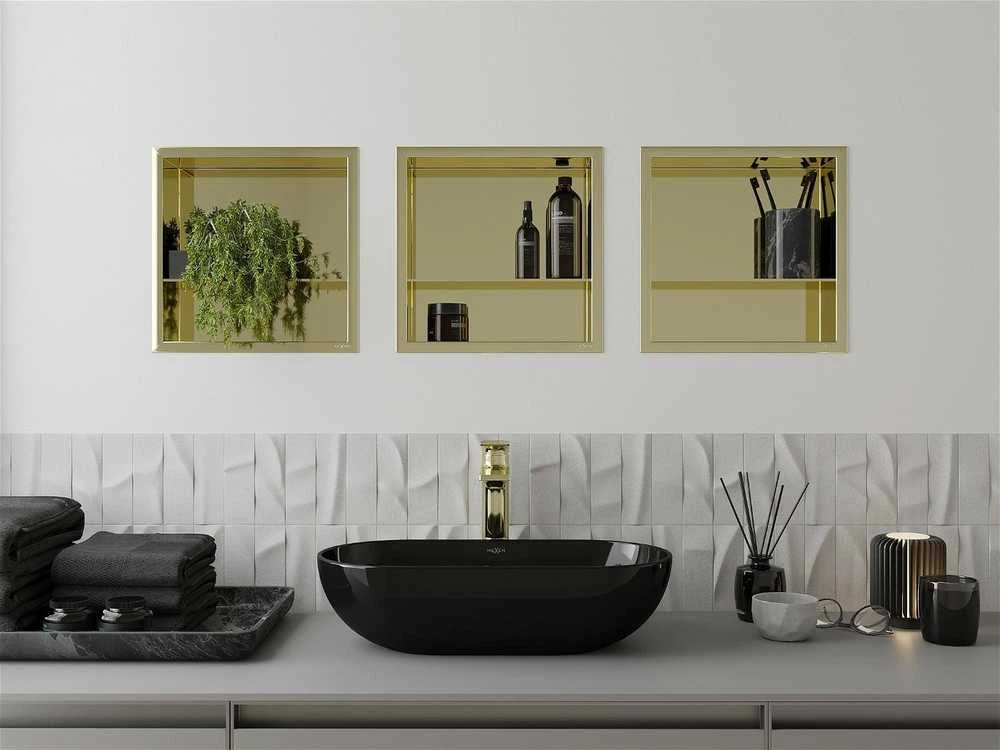 Mexen X-Wall-R įleidžiama sieninė lentyna 2l, 30x30 cm, Gold