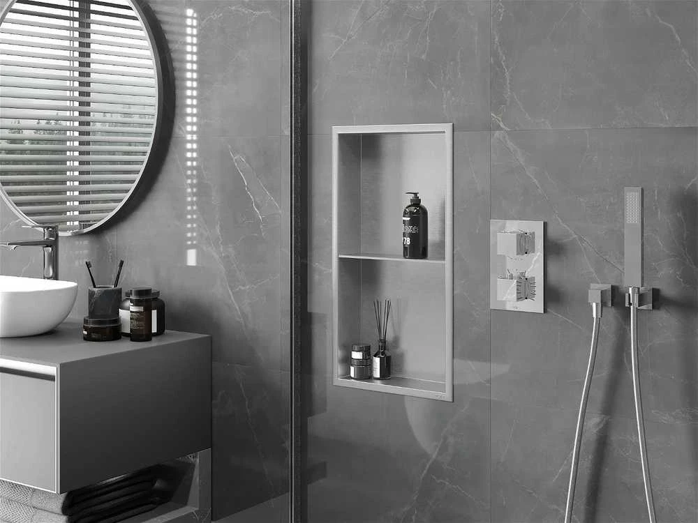 Mexen X-Wall-R įleidžiama sieninė lentyna 2l, 60x30 cm, Inox