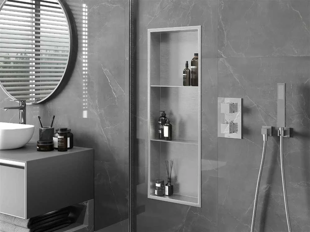 Mexen X-Wall-R įleidžiama sieninė lentyna 2l, 90x30 cm, Inox
