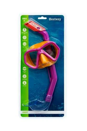 Nardymo kaukė su vamzdeliu Bestway 24023, rožinė/geltona