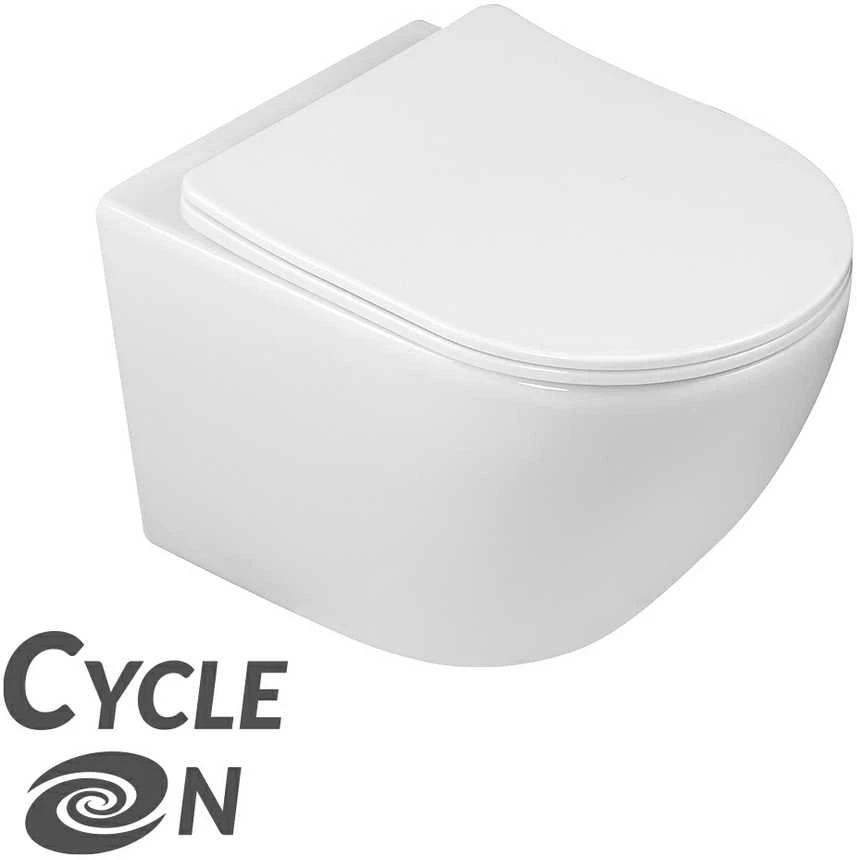 Pakabinamas klozetas Laveo Desna CycleOn Rimless su lėtai nusileidžiančiu dangčiu