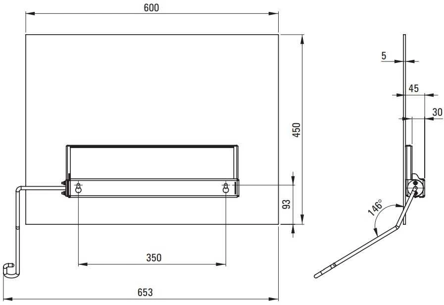 Pakreipiamas veidrodis Deante Lehnen, dešininis, 600x450 mm