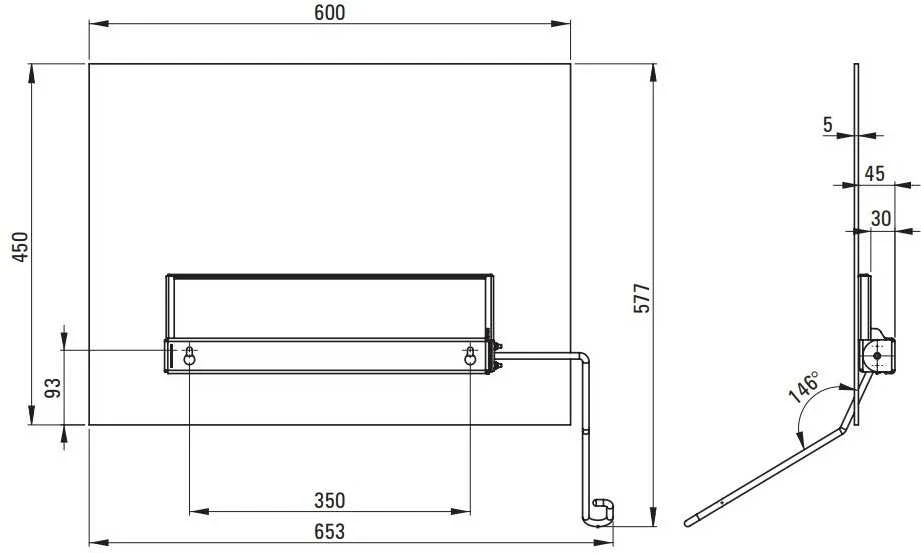 Pakreipiamas veidrodis Deante Lehnen, kairinis, 600x450 mm