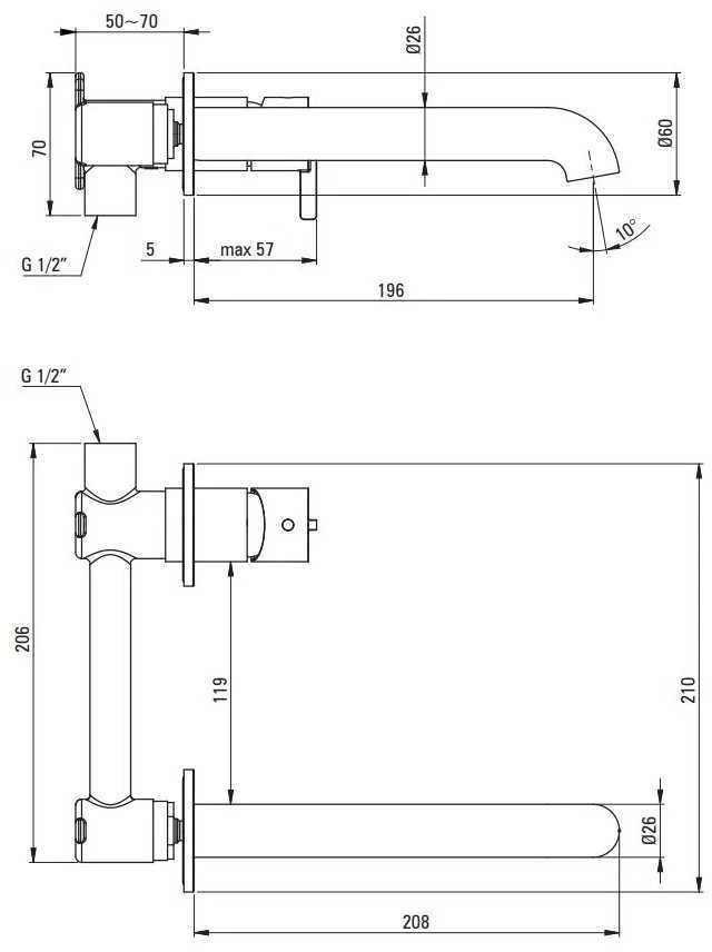 Potinkinis praustuvo maišytuvas Deante Silia BQS_F54L, Brushed steel