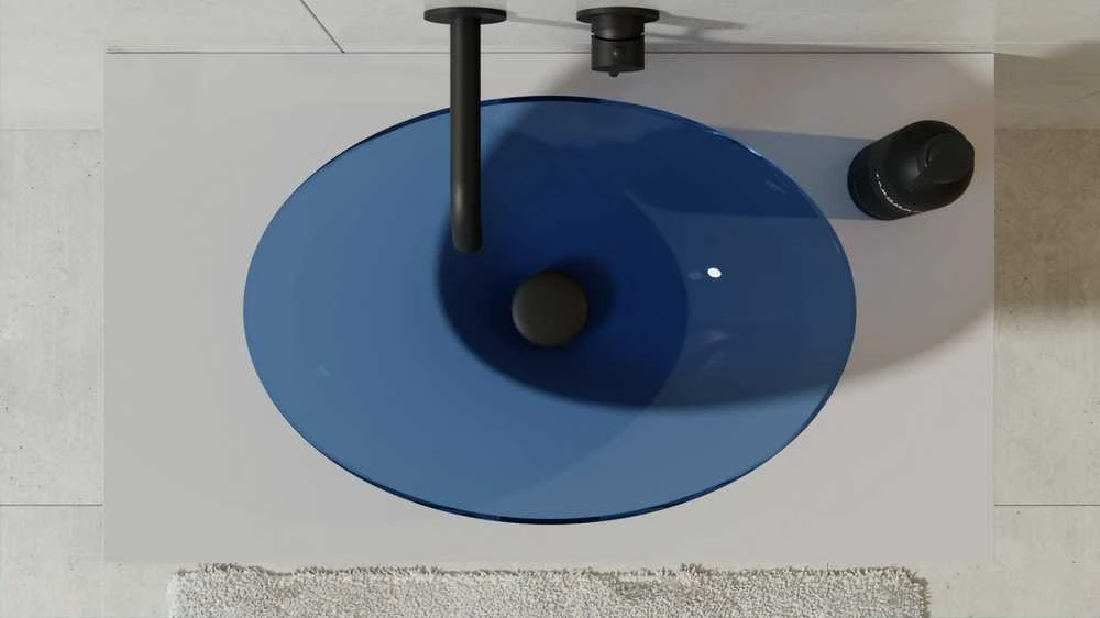 Praustuvas Besco Anya Mėlyna Wave, 50 cm, su juodu dangteliu