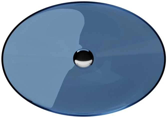 Praustuvas Besco Anya Mėlyna Wave, 50 cm, su chrome sifonu