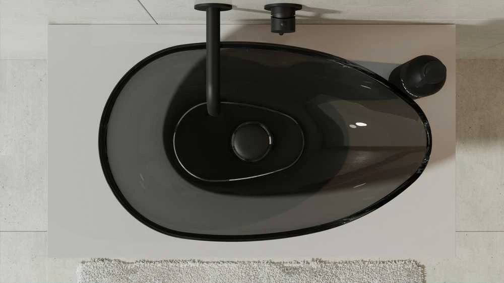 Praustuvas Besco Neya Carbon Pilkas, 60 cm, su juodu dangteliu