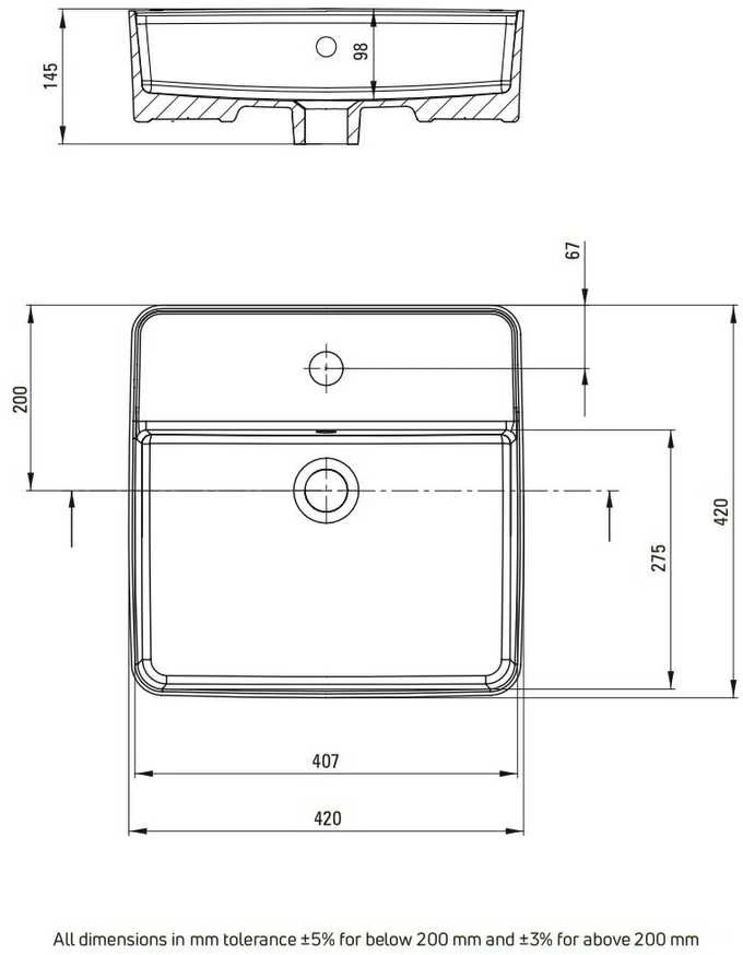 Praustuvas Deante Square CGS_6U4B, Baltas
