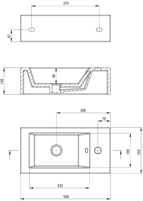 Praustuvas Deante Square Right, CGS_6U2R, Baltas