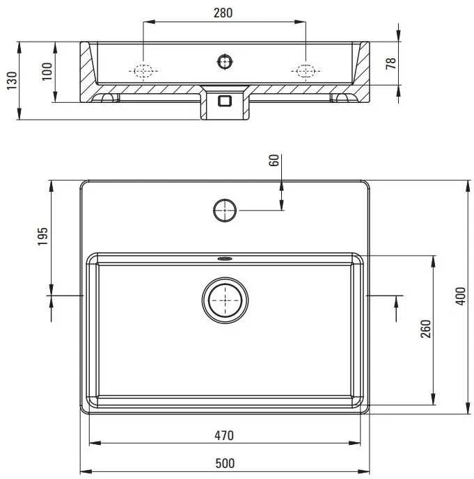 Praustuvas Deante Temisto 50x40 cm, CDT_6U4S, Baltas
