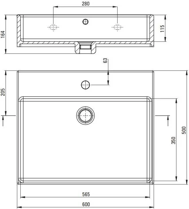 Praustuvas Deante Temisto 60x50 cm, CDT_6U6S, Baltas