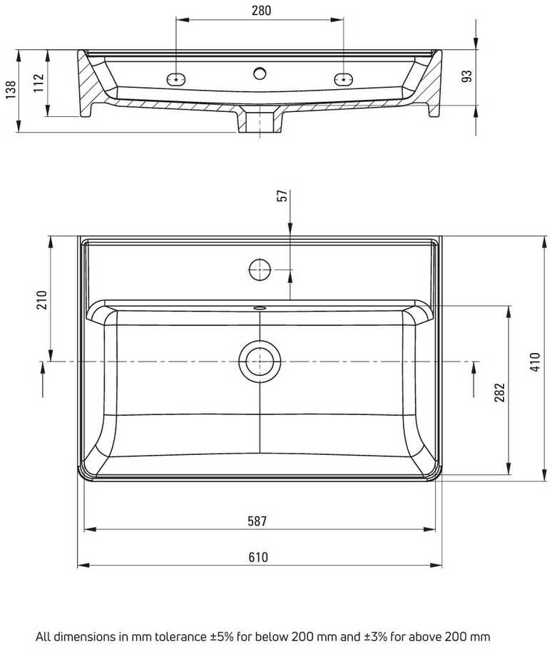 Praustuvas Deante Temisto 61x41 cm, CDT_6U7S, Baltas