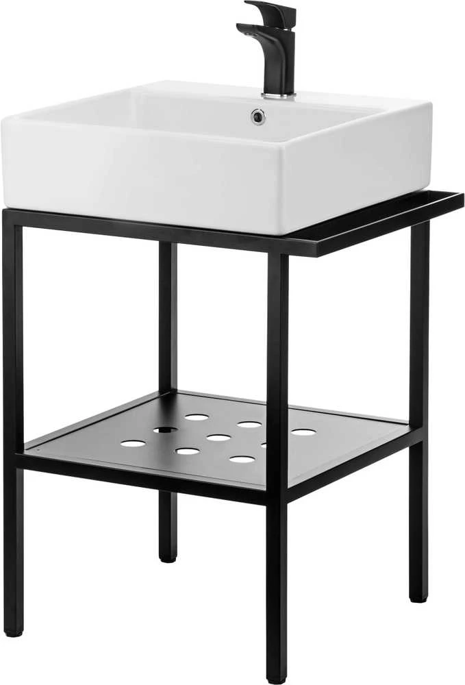 Praustuvas Deante Temisto su pastatoma konsole, 56.5x50 cm, CDTS6U5S, Baltas/Juodas