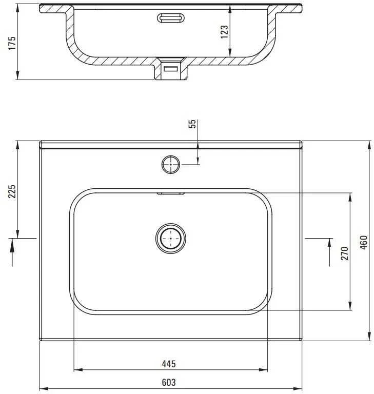 Praustuvas Deante Tubo, 60,3x46 cm, CTU_6U6W, Baltas