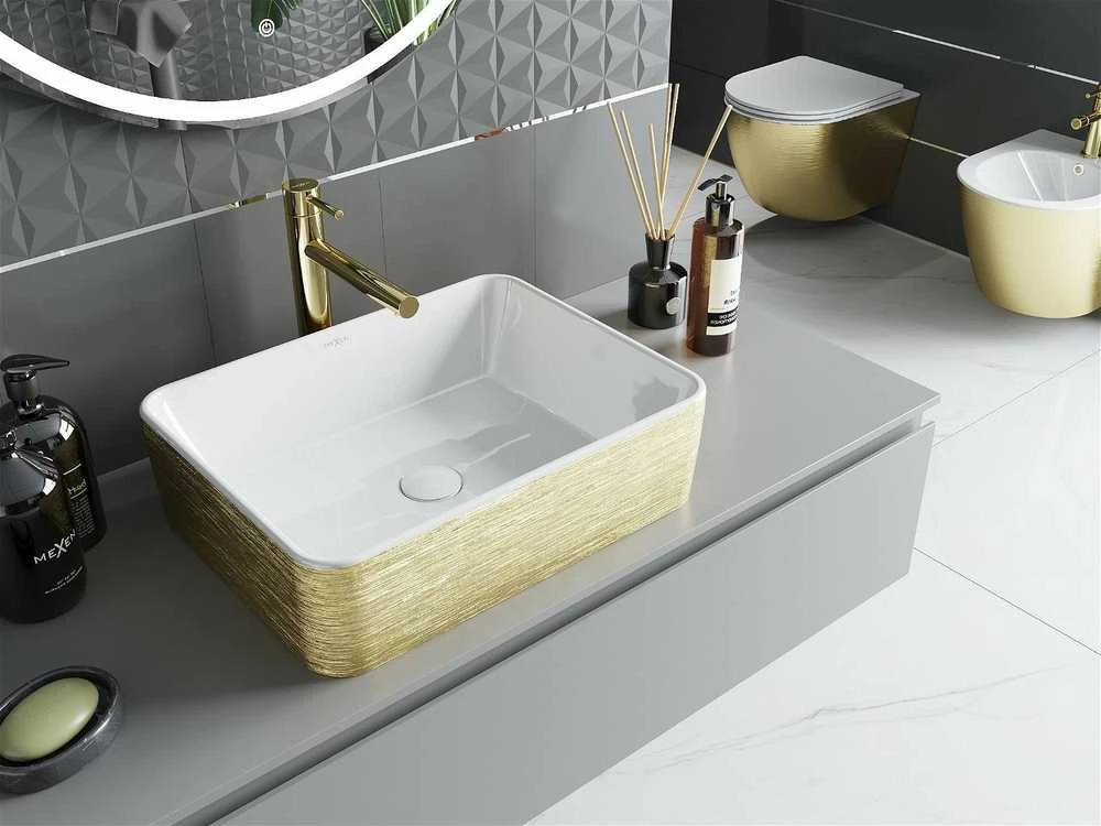 Praustuvas Mexen Catia 48 cm, Baltas/Gold lines