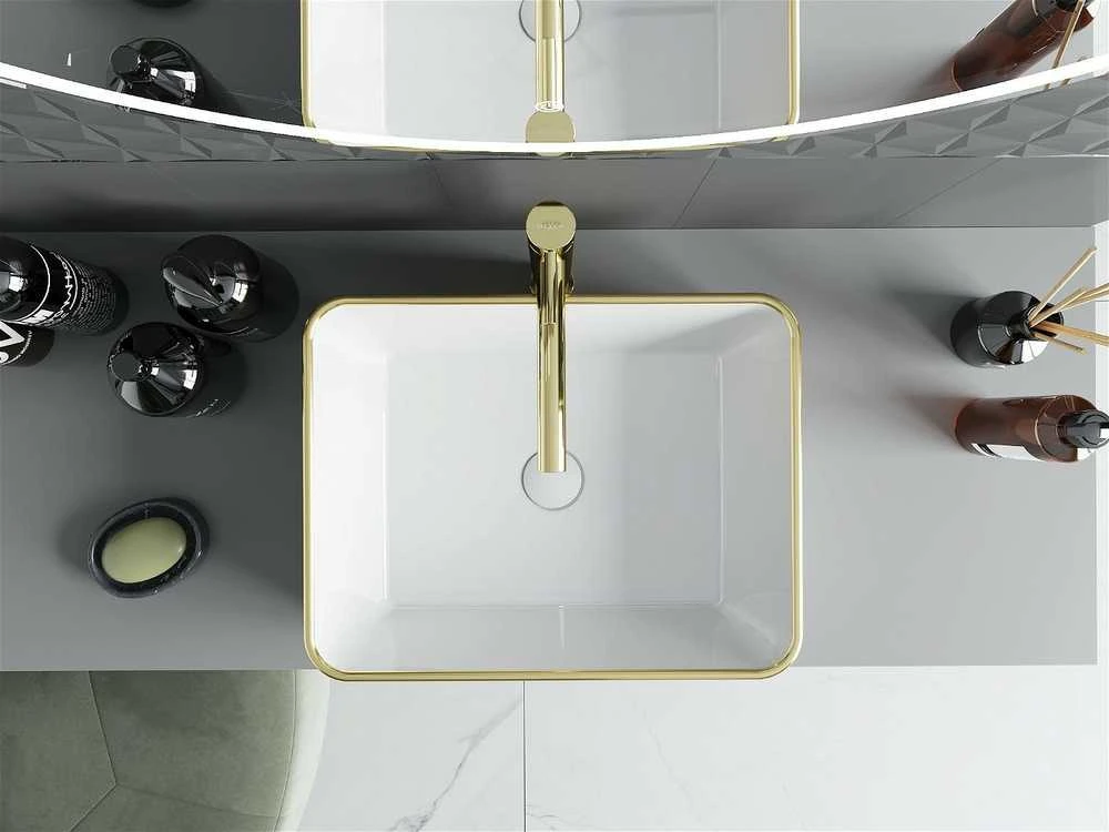Praustuvas Mexen Catia 48 cm, Baltas/Gold edge