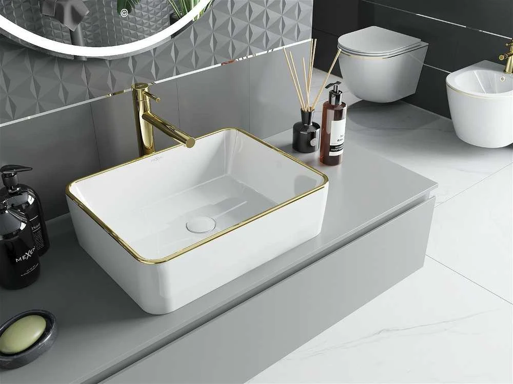 Praustuvas Mexen Catia 48 cm, Baltas/Gold edge