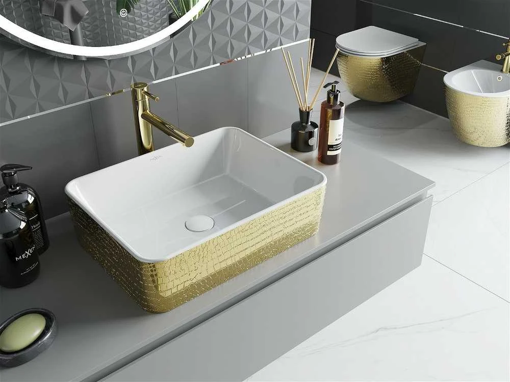 Praustuvas Mexen Catia 48 cm, Baltas/Gold pattern