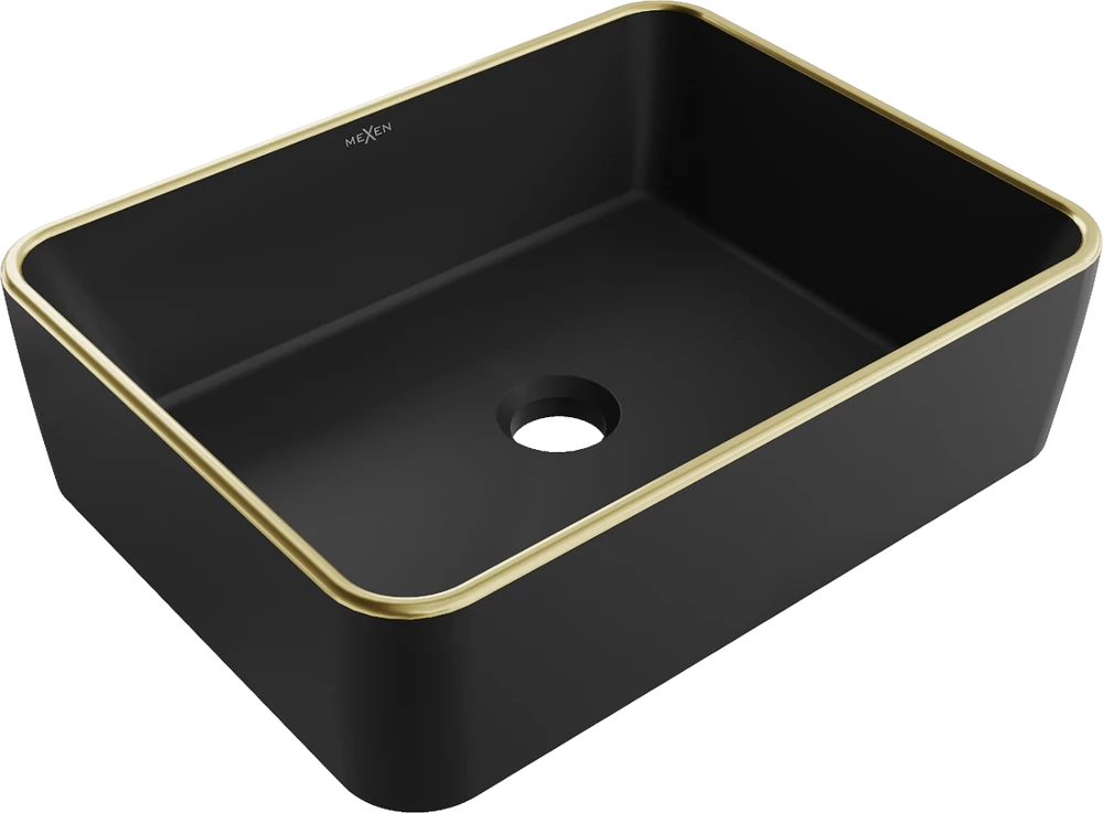 Praustuvas Mexen Catia 48 cm, Juodas matt/Gold edge