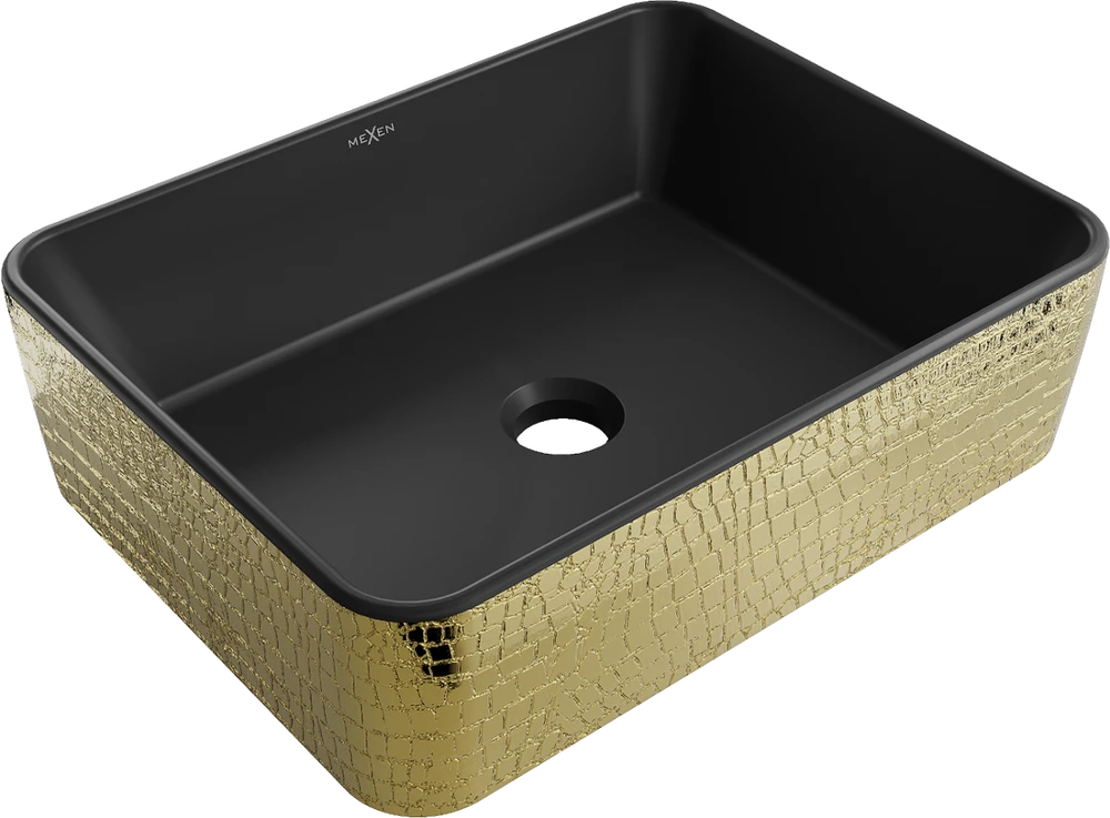 Praustuvas Mexen Catia 48 cm, Juodas matt/Gold pattern