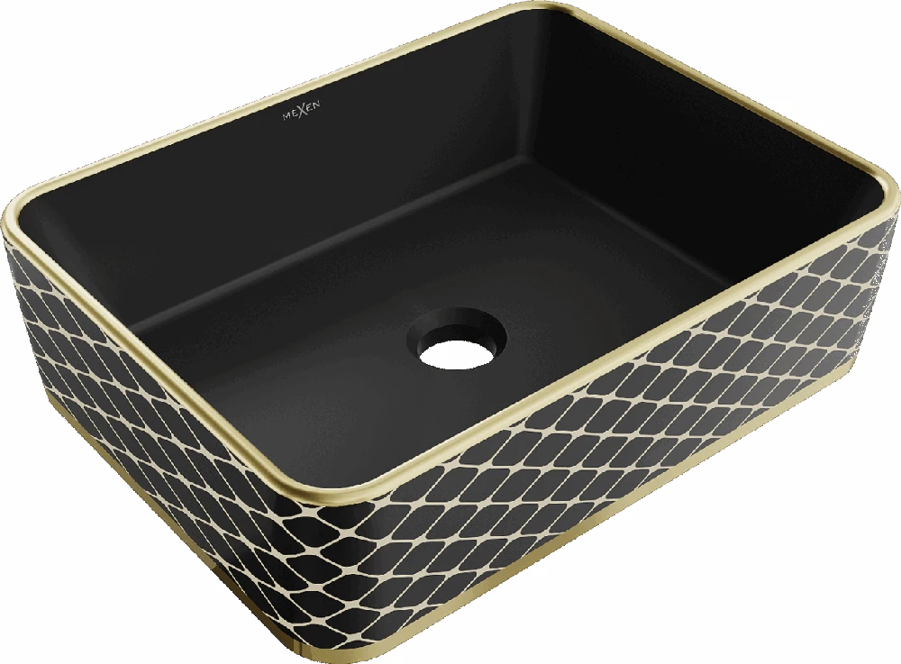 Praustuvas Mexen Catia 48 cm, Juodas matt/Gold pattern