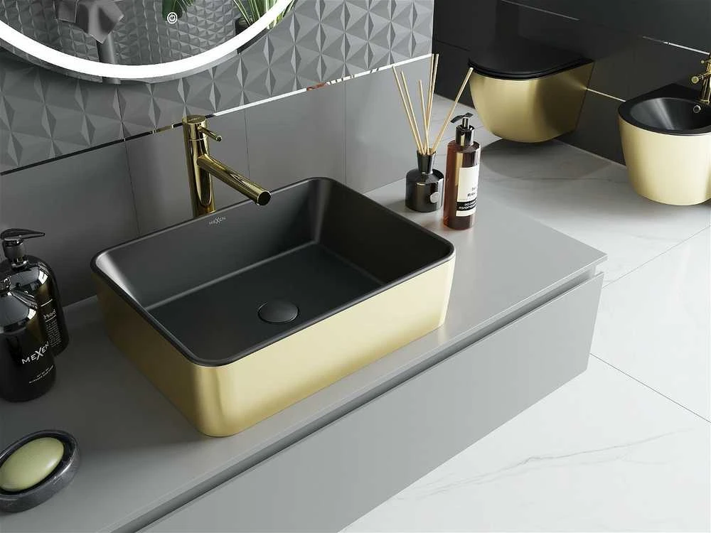 Praustuvas Mexen Catia 48 cm, Juodas matt/Gold