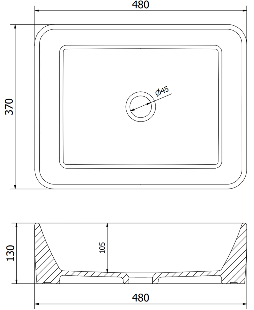 Praustuvas Mexen Catia 48 cm, Juodas matt/Sidabrinis