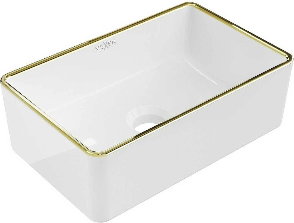 Praustuvas Mexen Nadia, 36 x 23 cm, Baltas/Gold edge