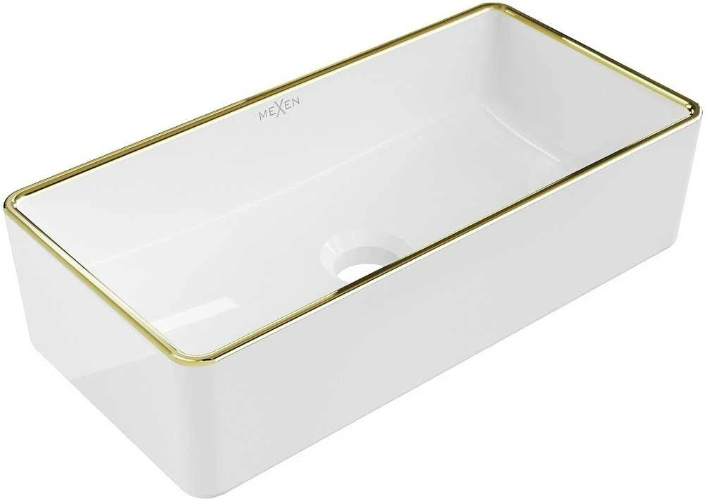 Praustuvas Mexen Nadia, 46 x 23 cm, Baltas/Gold edge