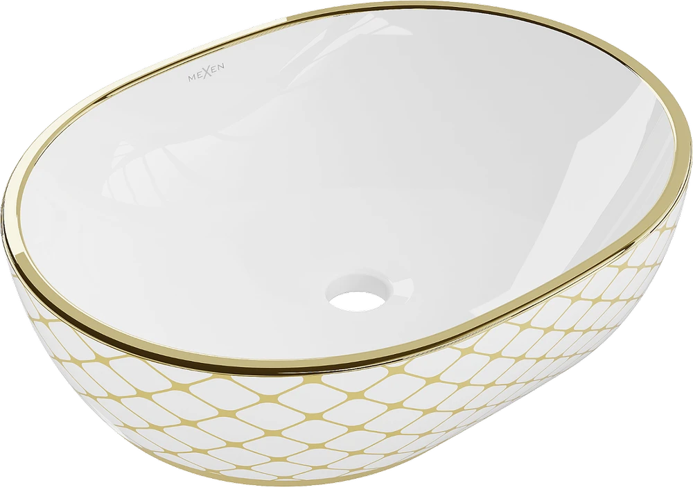 Praustuvas Mexen Viki 48 cm, Baltas/Gold pattern