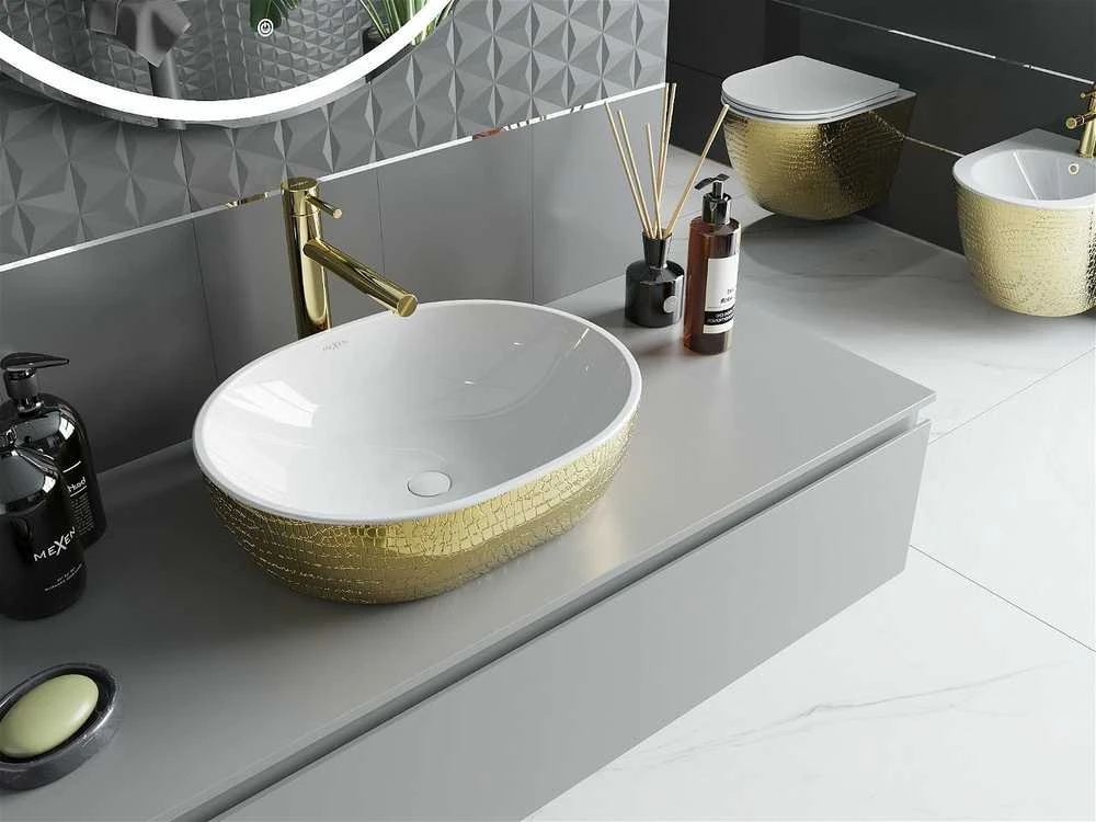 Praustuvas Mexen Viki 48 cm, Baltas/Gold pattern