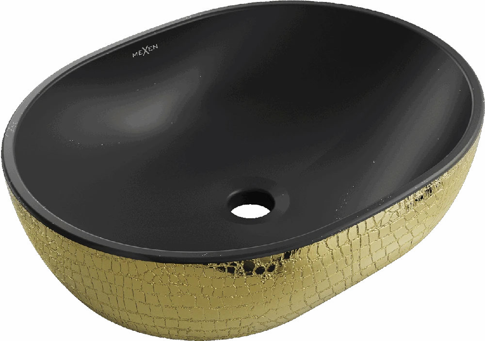 Praustuvas Mexen Viki 48 cm, Juodas matt/Gold pattern