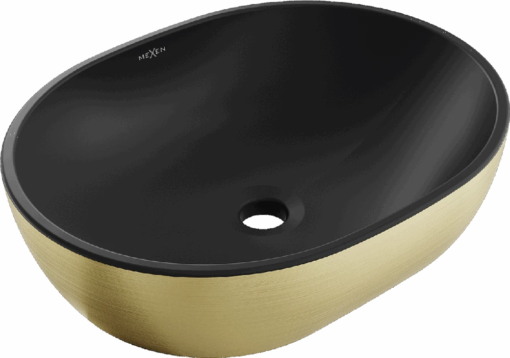 Praustuvas Mexen Viki 48 cm, Juodas matt/Gold lines