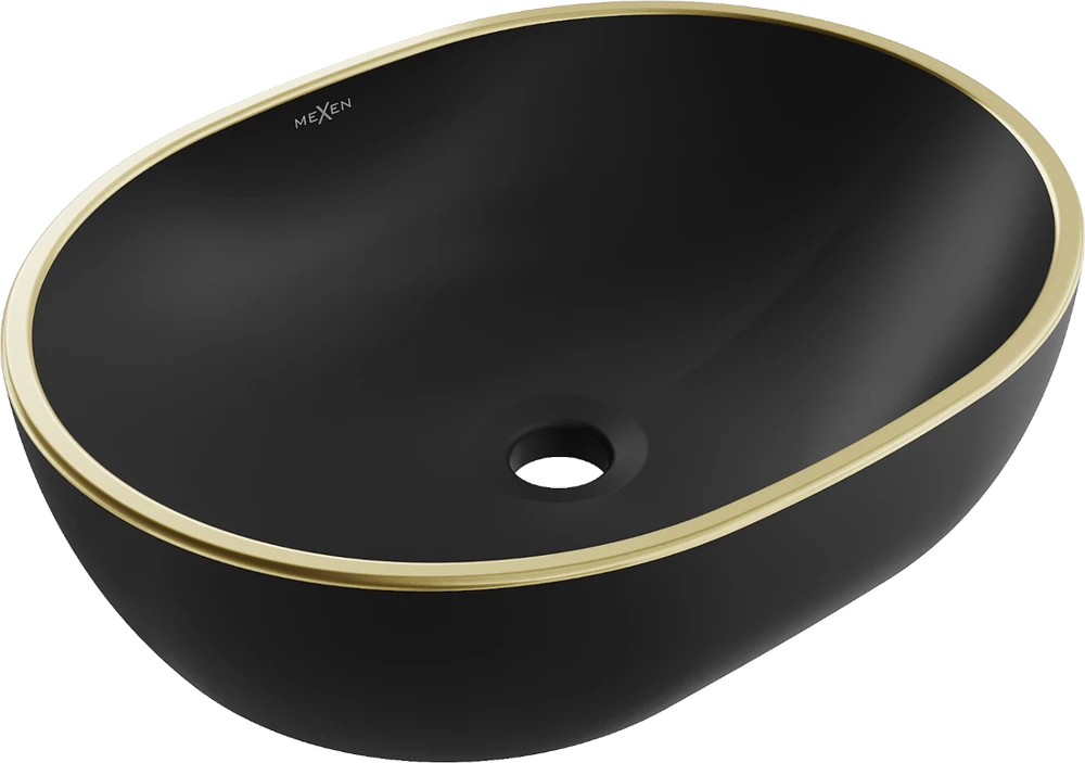Praustuvas Mexen Viki 48 cm, Juodas matt/Gold edge
