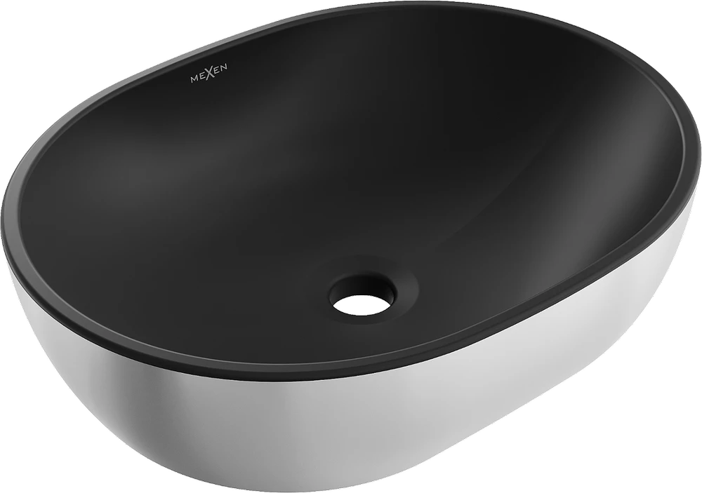 Praustuvas Mexen Viki 48 cm, Juodas matt/Sidabrinis