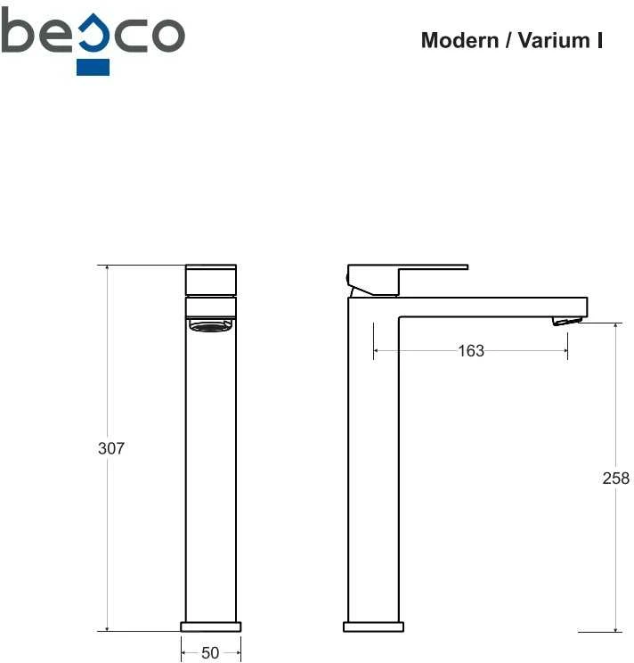 Praustuvo maišytuvas Besco Modern / Varium I, Chrome