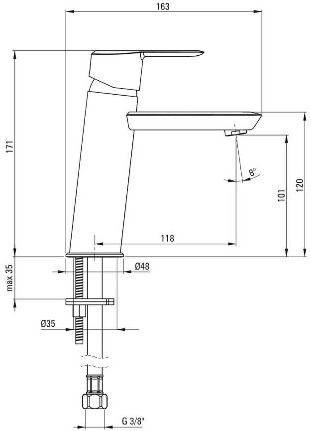 Praustuvo maišytuvas Deante Arnika ECO-aerator, BQAE020M, Chrome