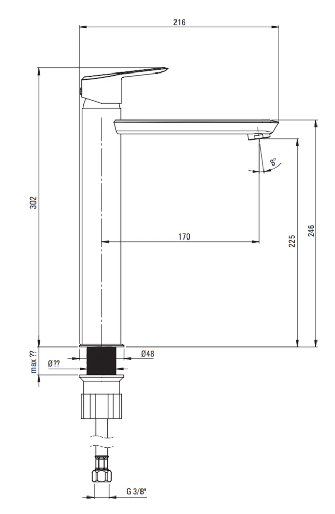 Praustuvo maišytuvas Deante Arnika Tall BQA_020N, Chrome