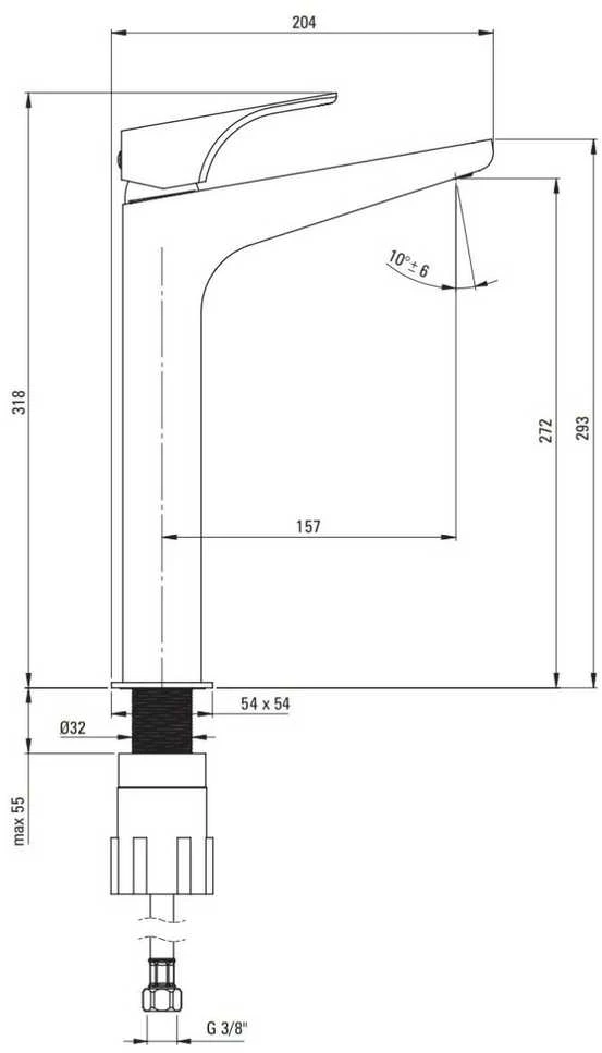 Praustuvo maišytuvas Deante Hiacynt Tall BQH_020N, Chrome