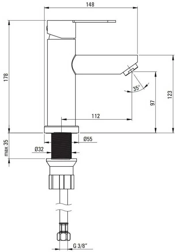 Praustuvo maišytuvas Deante Lupo BLU_F20M, Steel