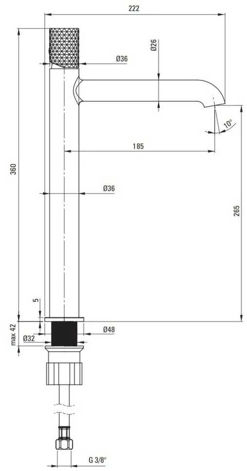 Praustuvo maišytuvas Deante Silia Hexa Tall BHS_F20K, Brushed steel