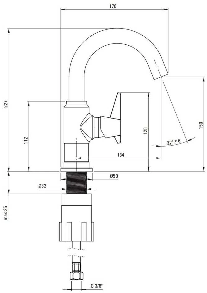 Praustuvo maišytuvas Deante Temisto BQT_020M, Chrome