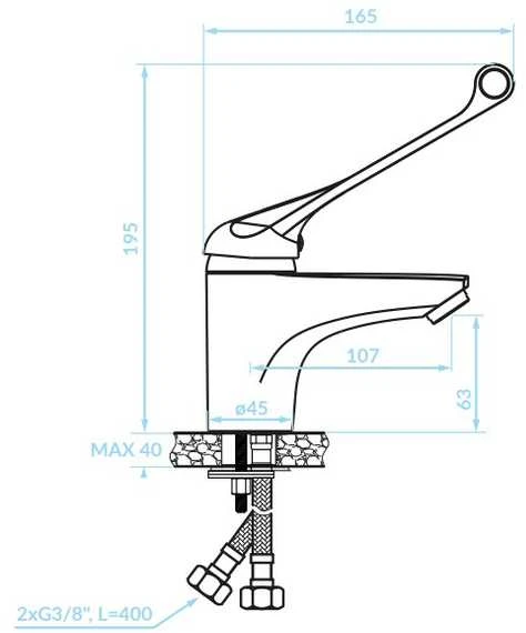 Praustuvo maišytuvas Kuchinox MADERA Medical, BQM_02MD, Chrome