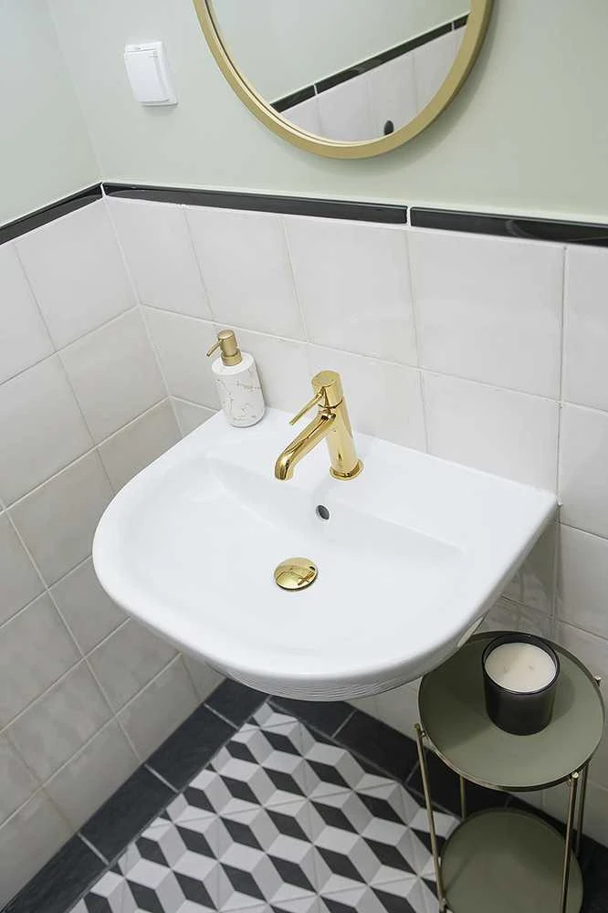Praustuvo maišytuvas Laveo Pola Low su klik-klak, Gold