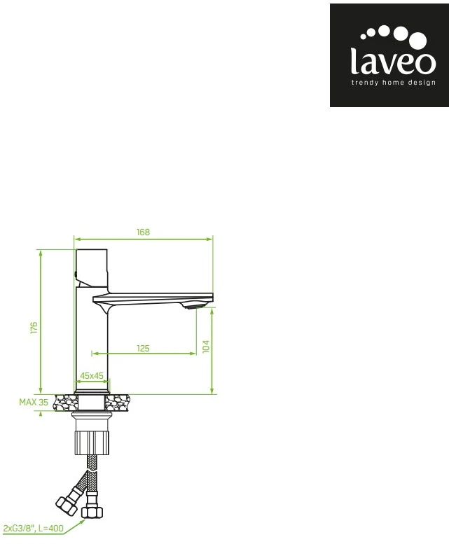 Praustuvo maišytuvas Laveo Tores Low su klik-klak, Graphite