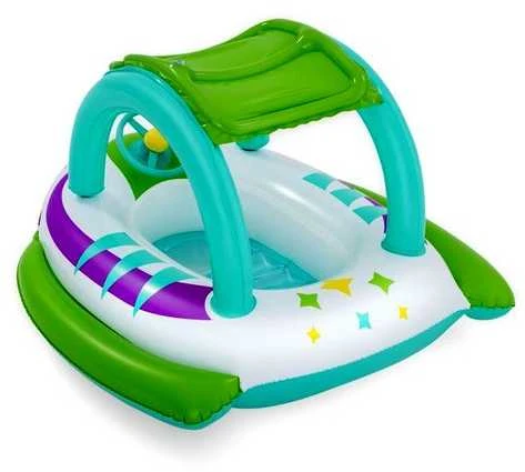 BESTWAY pripučiamas vaikiškas plaustas su stogeliu Space Splash, 1.07m x 1.12m, 34149