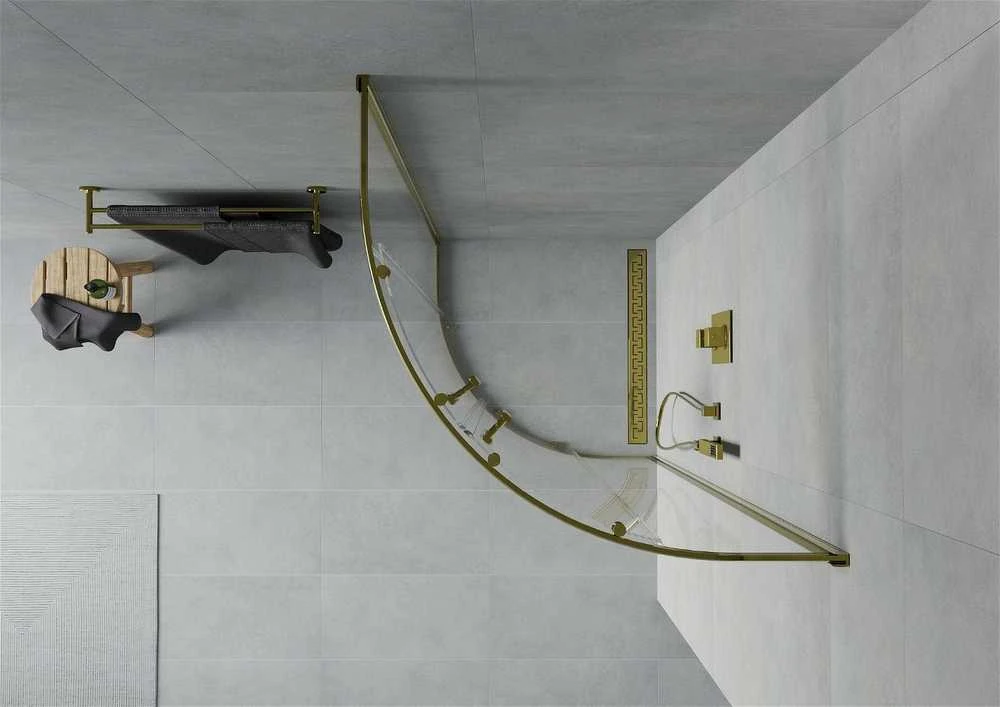 Pusapvalė dušo kabina Mexen Rio, Gold, 70 x 70 cm