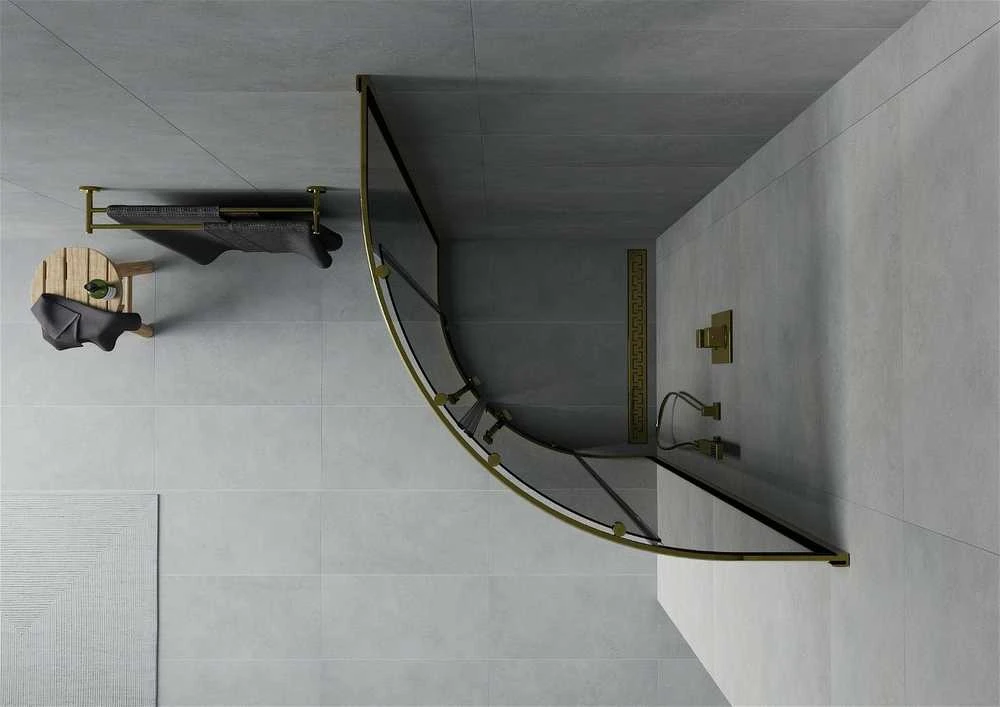Pusapvalė dušo kabina Mexen Rio, Gold/Graphite, 70 x 70 cm