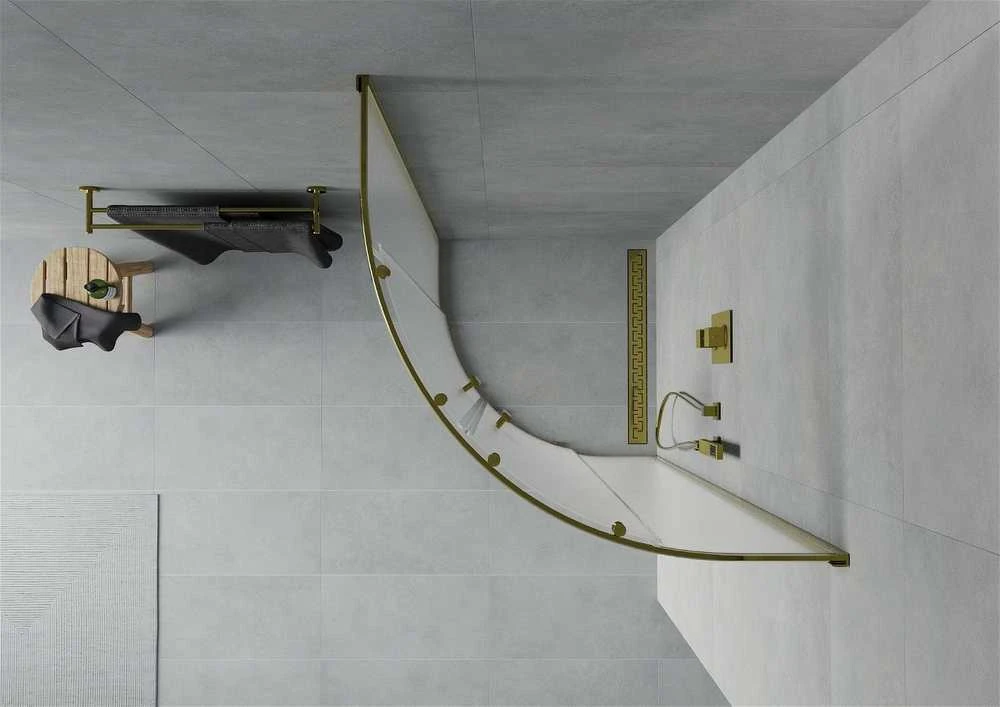 Pusapvalė dušo kabina Mexen Rio, Gold, matinis, 70 x 70 cm