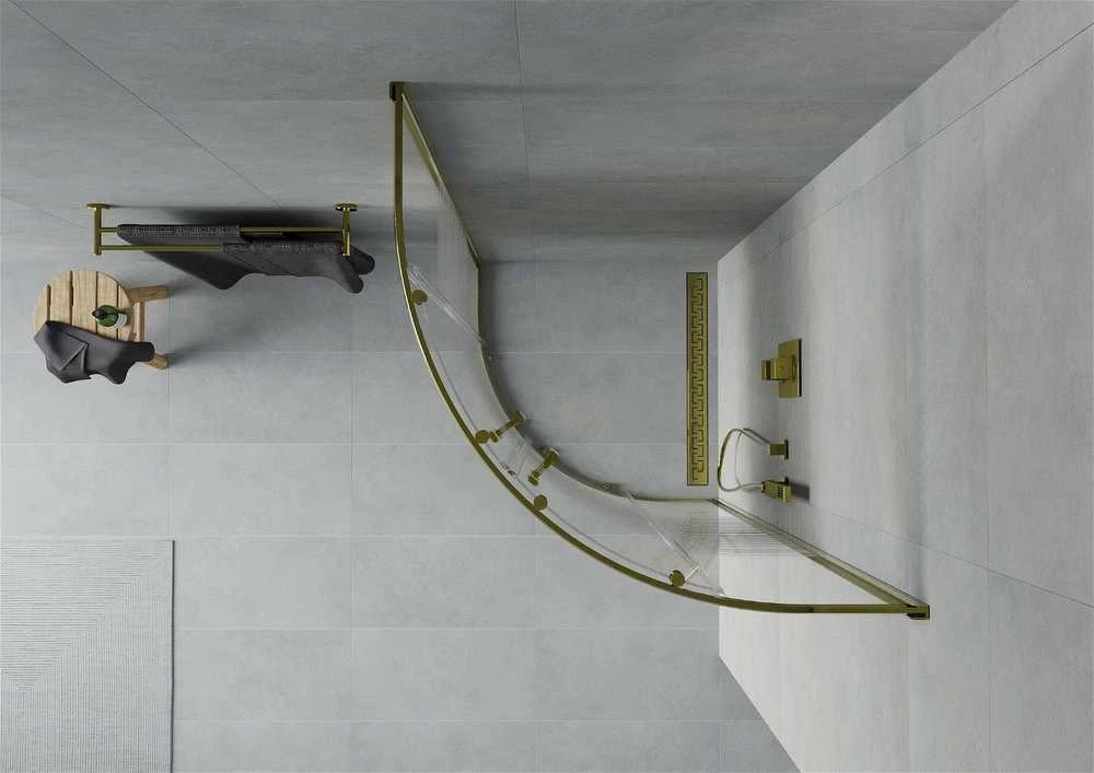 Pusapvalė dušo kabina Mexen Rio, Gold, pusiau matinė, 90 x 90 cm
